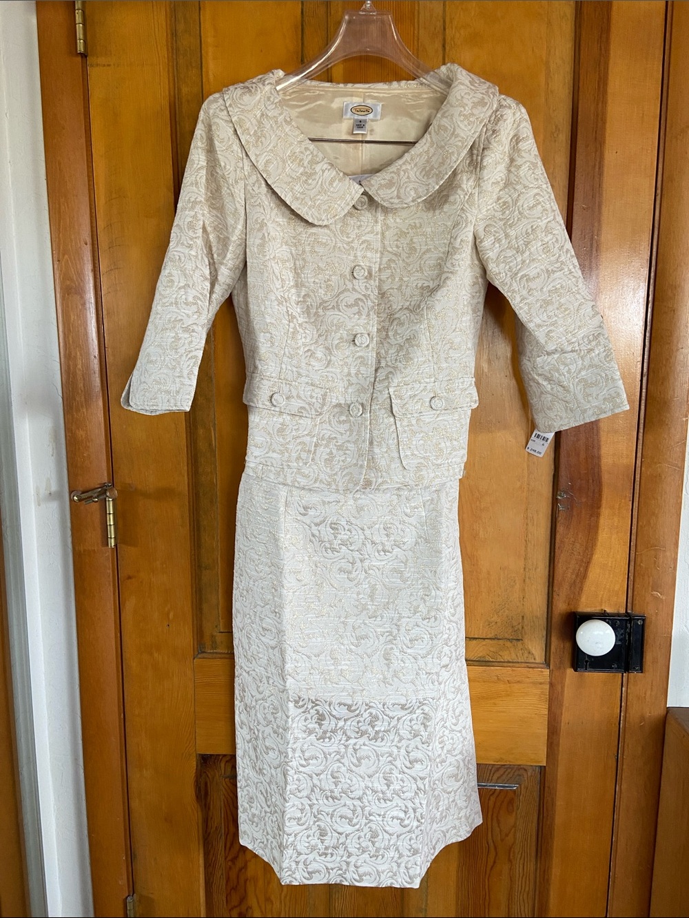 Talbots Ivory Brocade Two-Piece Midi Dress and Jacket